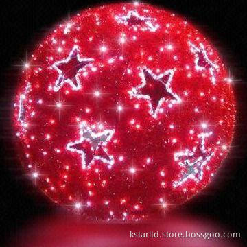 LED Christmas 3D Ball, Diameter of 1 Meter with Red Garland and LED, 110V/220V Voltage, Outdoor Used